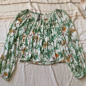 Anthropologie Cascais Tropical Floral Long Sleeve Blouse Size Small